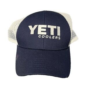 Yeti Coolers Hat Mens Snapback Cap Embroidered Adjustable Navy Blue‎ Mesh Back